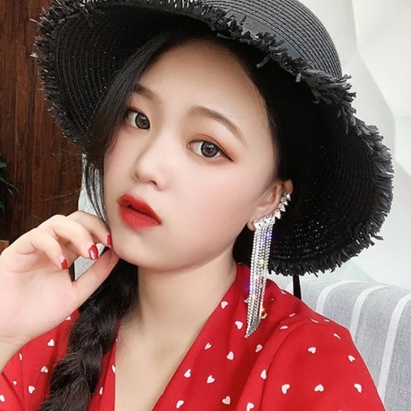 NEW STERLING SILVER DIAMOND TASSEL EARRINGS - Picture 2 of 6